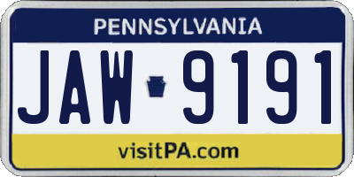 PA license plate JAW9191