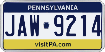 PA license plate JAW9214