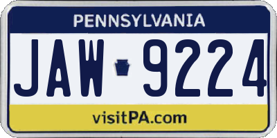 PA license plate JAW9224