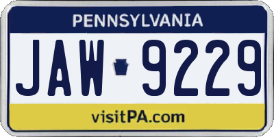 PA license plate JAW9229
