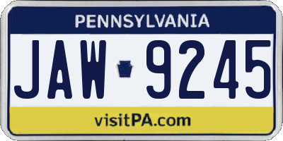 PA license plate JAW9245