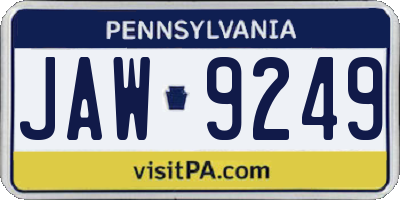 PA license plate JAW9249