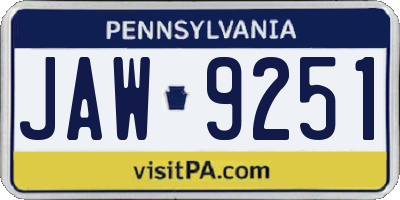 PA license plate JAW9251
