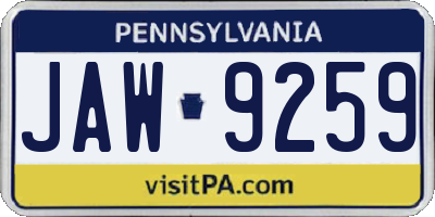 PA license plate JAW9259