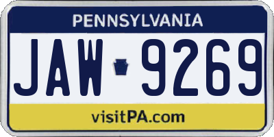 PA license plate JAW9269