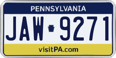 PA license plate JAW9271