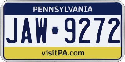 PA license plate JAW9272