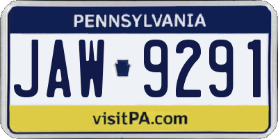 PA license plate JAW9291