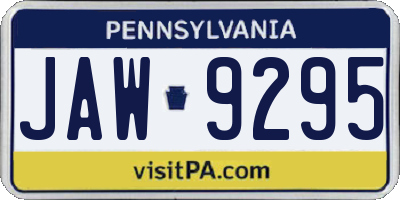 PA license plate JAW9295