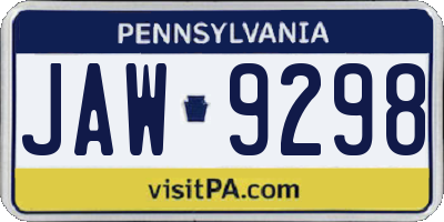PA license plate JAW9298