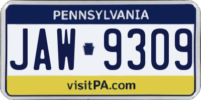 PA license plate JAW9309