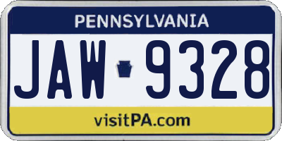 PA license plate JAW9328