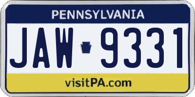 PA license plate JAW9331