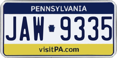 PA license plate JAW9335