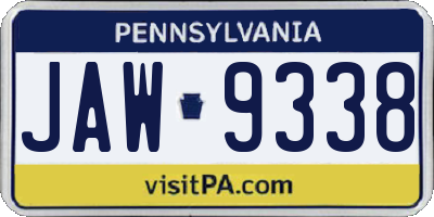PA license plate JAW9338