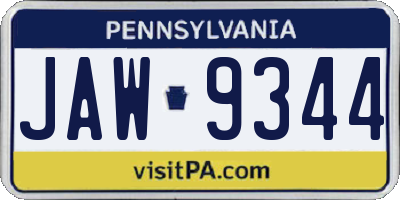PA license plate JAW9344