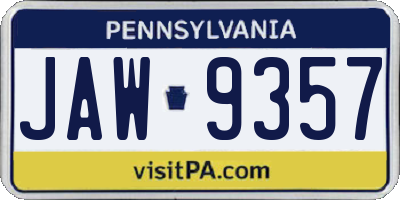 PA license plate JAW9357