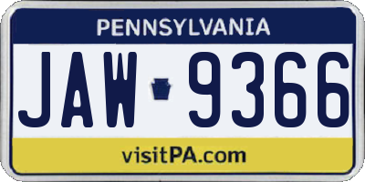 PA license plate JAW9366