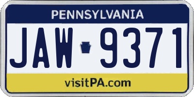 PA license plate JAW9371
