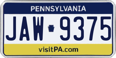 PA license plate JAW9375