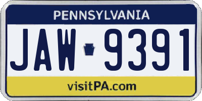 PA license plate JAW9391