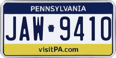PA license plate JAW9410