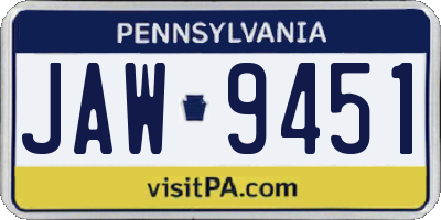 PA license plate JAW9451