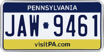 PA license plate JAW9461