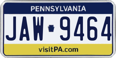 PA license plate JAW9464