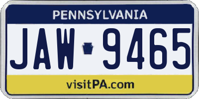 PA license plate JAW9465