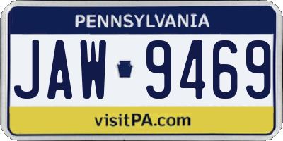PA license plate JAW9469