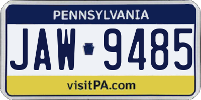 PA license plate JAW9485