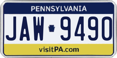 PA license plate JAW9490