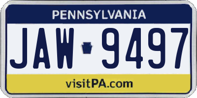 PA license plate JAW9497