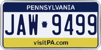PA license plate JAW9499
