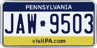 PA license plate JAW9503