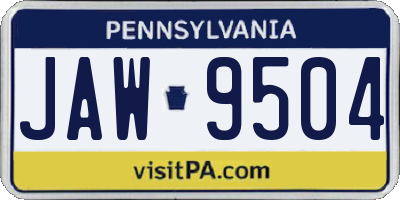 PA license plate JAW9504