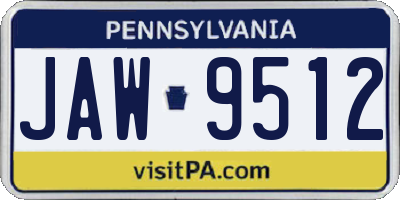PA license plate JAW9512
