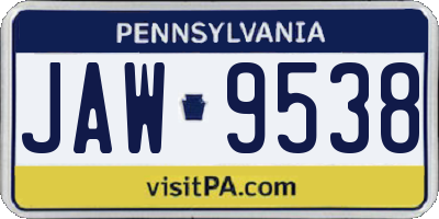 PA license plate JAW9538