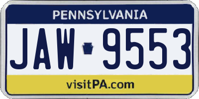 PA license plate JAW9553