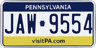 PA license plate JAW9554