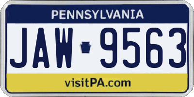 PA license plate JAW9563