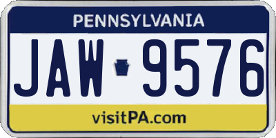 PA license plate JAW9576
