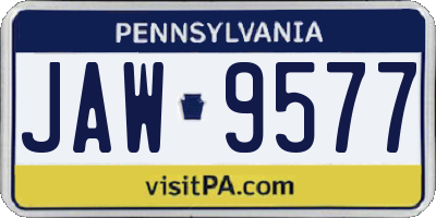 PA license plate JAW9577