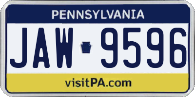PA license plate JAW9596