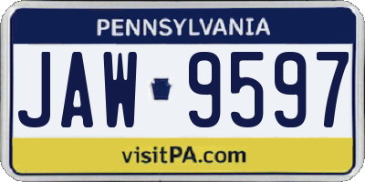 PA license plate JAW9597