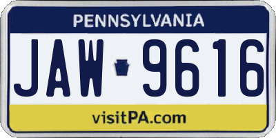 PA license plate JAW9616