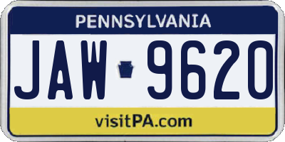 PA license plate JAW9620