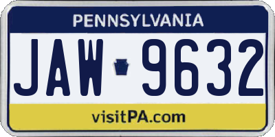 PA license plate JAW9632