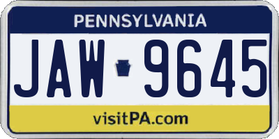 PA license plate JAW9645